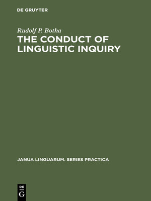 cover image of The Conduct of Linguistic Inquiry
